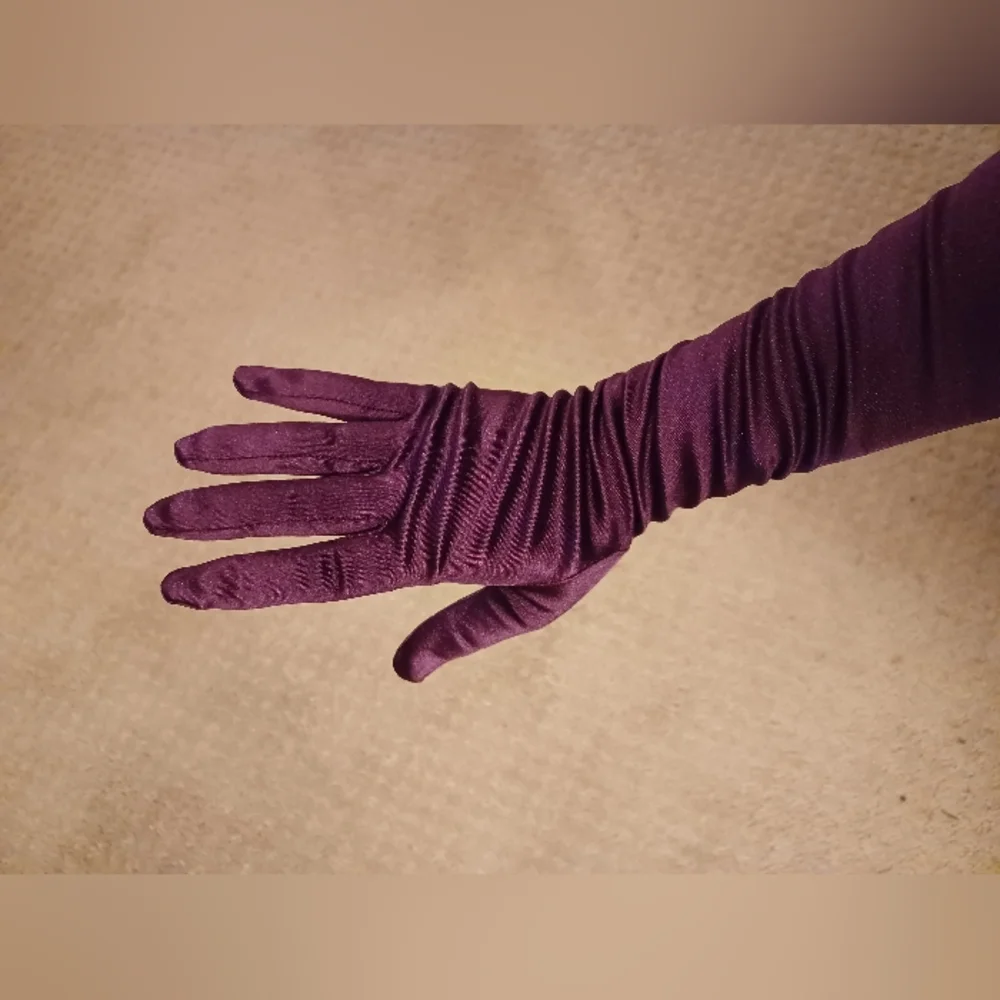 H&M Long Purple Satin Opera Gloves